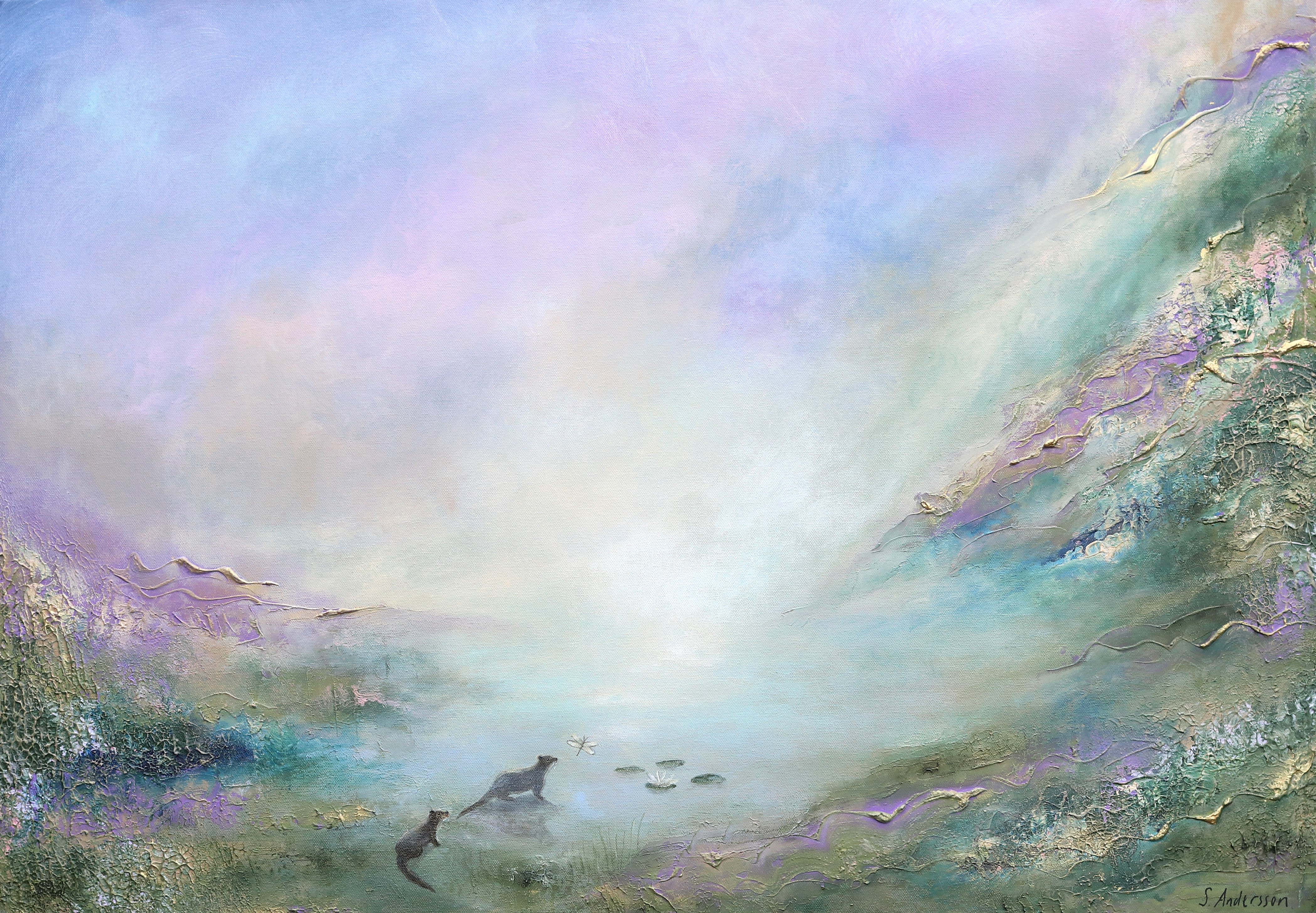By the Lake — taideprintti 100x70cm, semiabstrakti, Sanna Andersson